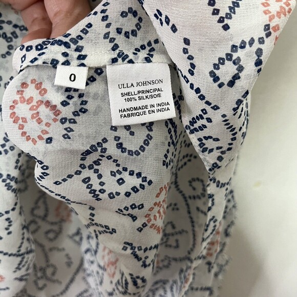 Ulla Johnson NWT Dunia Blouse Women’s Size 0 Silk Floral Cold Shoulder Ruffle - Picture 11 of 12